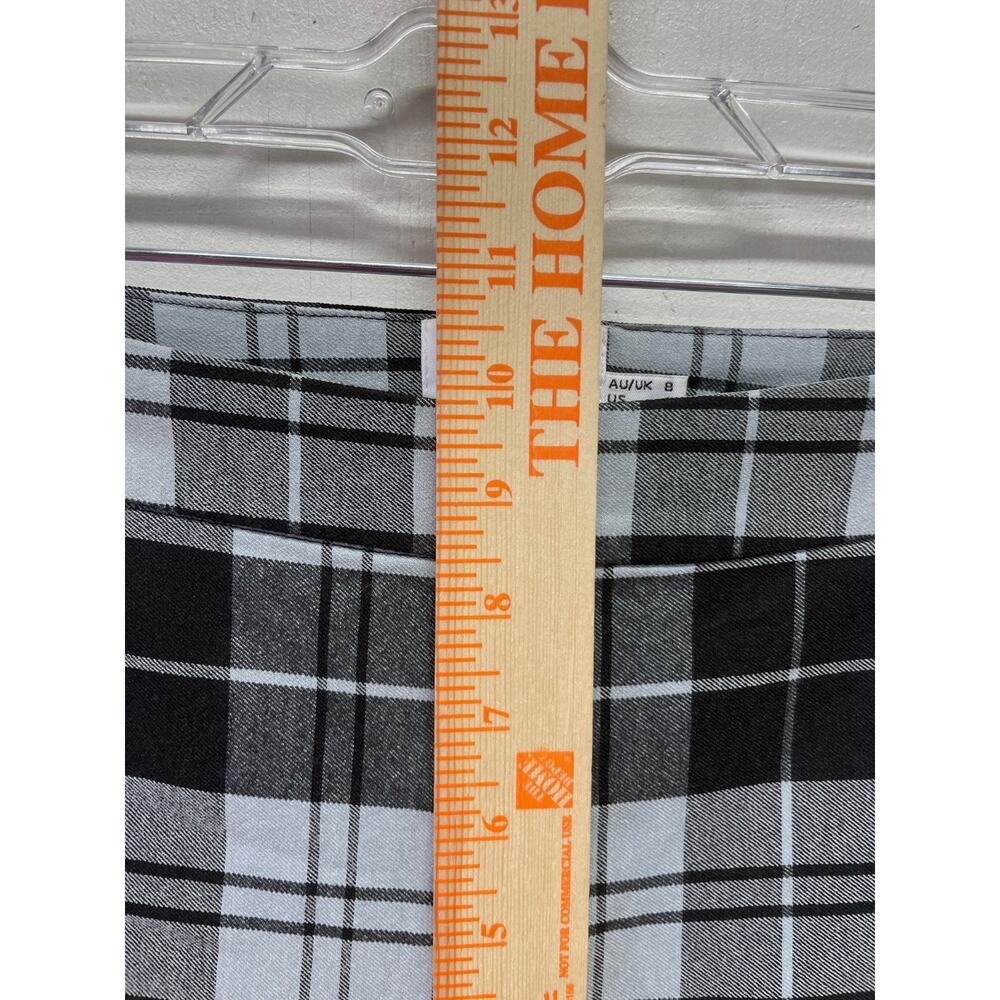 Princess Polly Euros Pants Black & Gray Plaid Size 4 Straight Leg - Picture 9 of 10